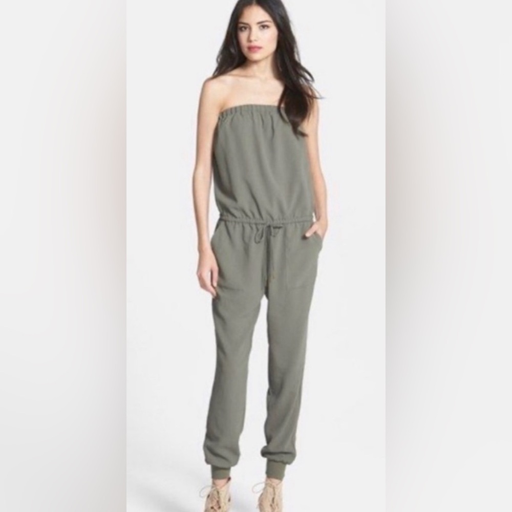 Joie strapless jogger jumpsuit army green XS